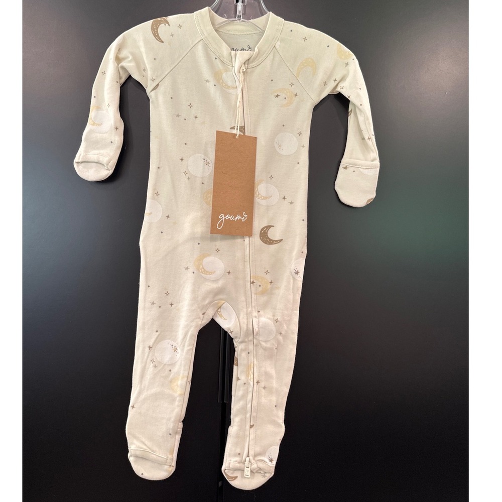 Goumi Kids NWT Bamboo Organic Cotton Footie Sleeper 0-3M Cream Celestial